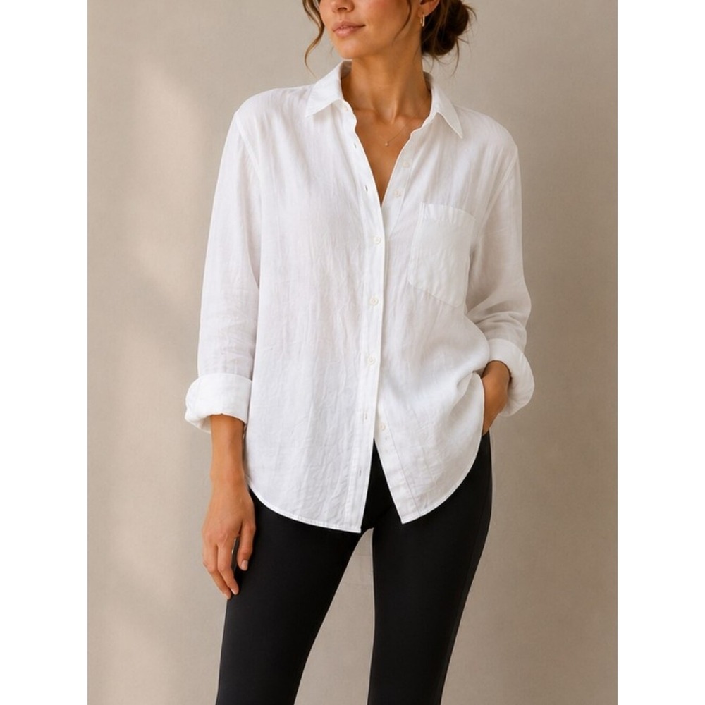H&M 100% Linen Shirt Coastal Minimalist Button Down S